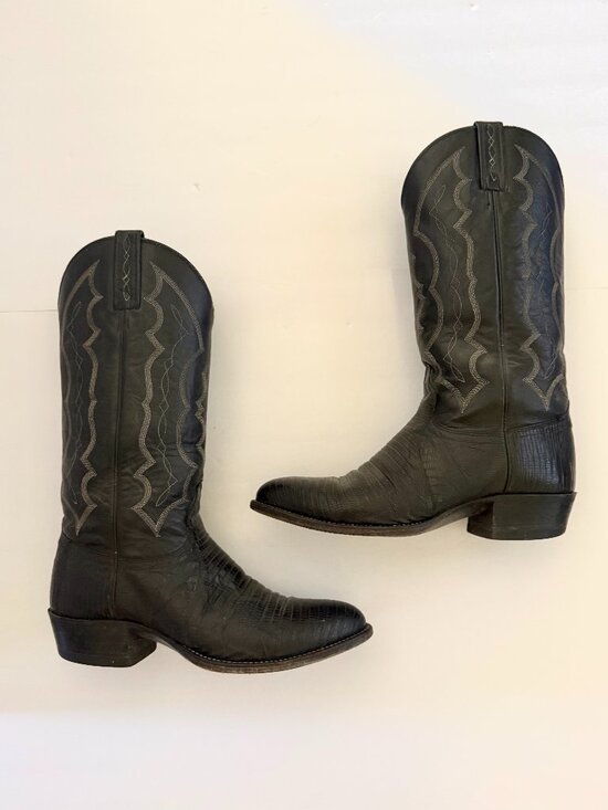 J Chisholm Other - J Chisholm Mens Vintage Teju Lizard Embossed Leather Cowboy Boots 53455